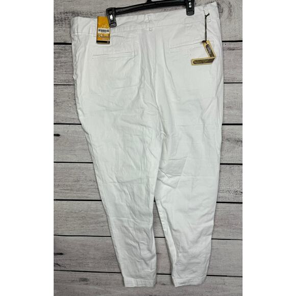 NWT Ladies Hybrid & Company White Flat Front Stretch Trouser Pants - Size 18 - Picture 3 of 3